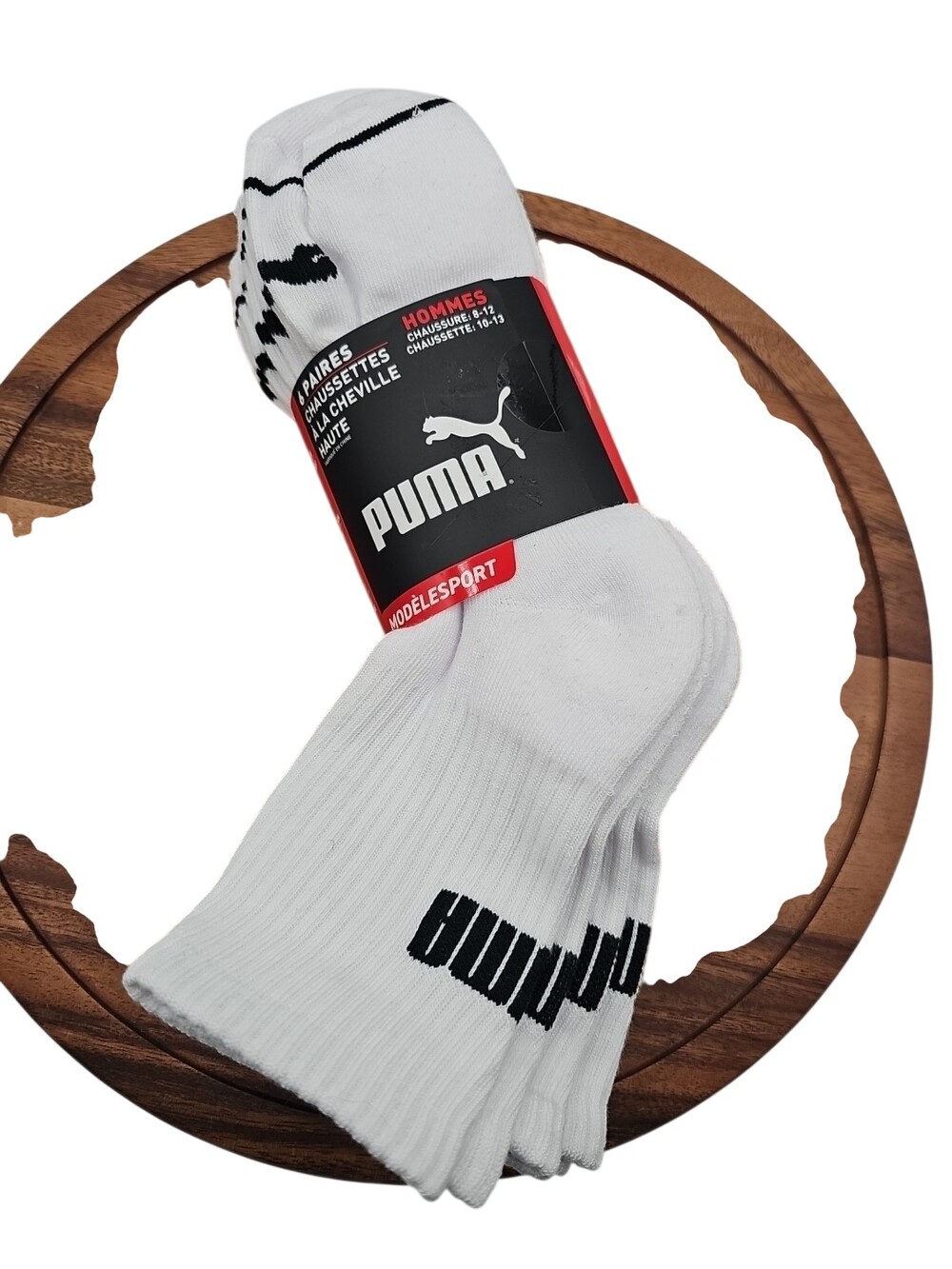 PUMA Socks 6 Pair High Quarter Men's Socks for shoe size 8-12 White